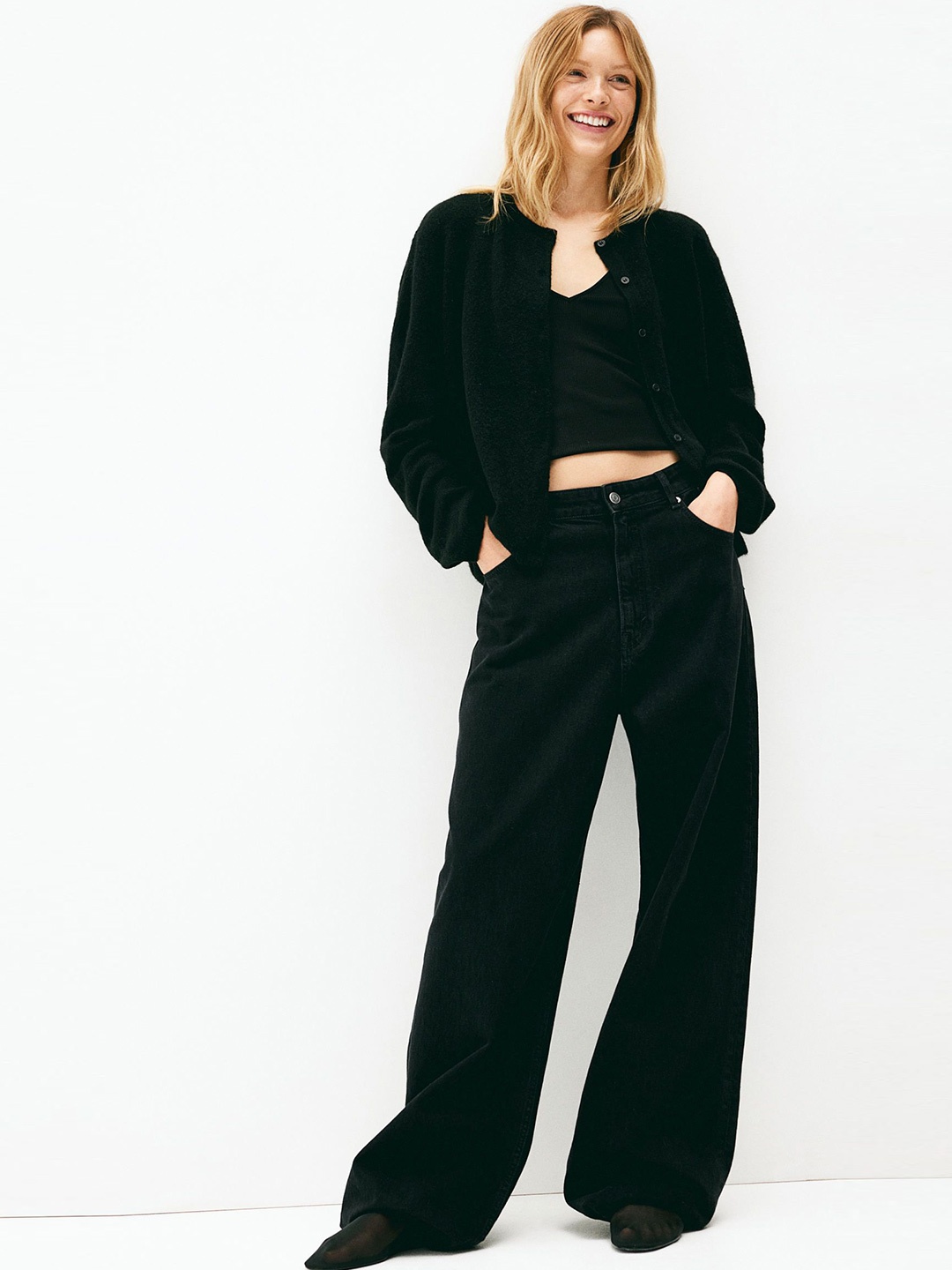 

H&M Loose-Fit Cardigan Sweaters, Black