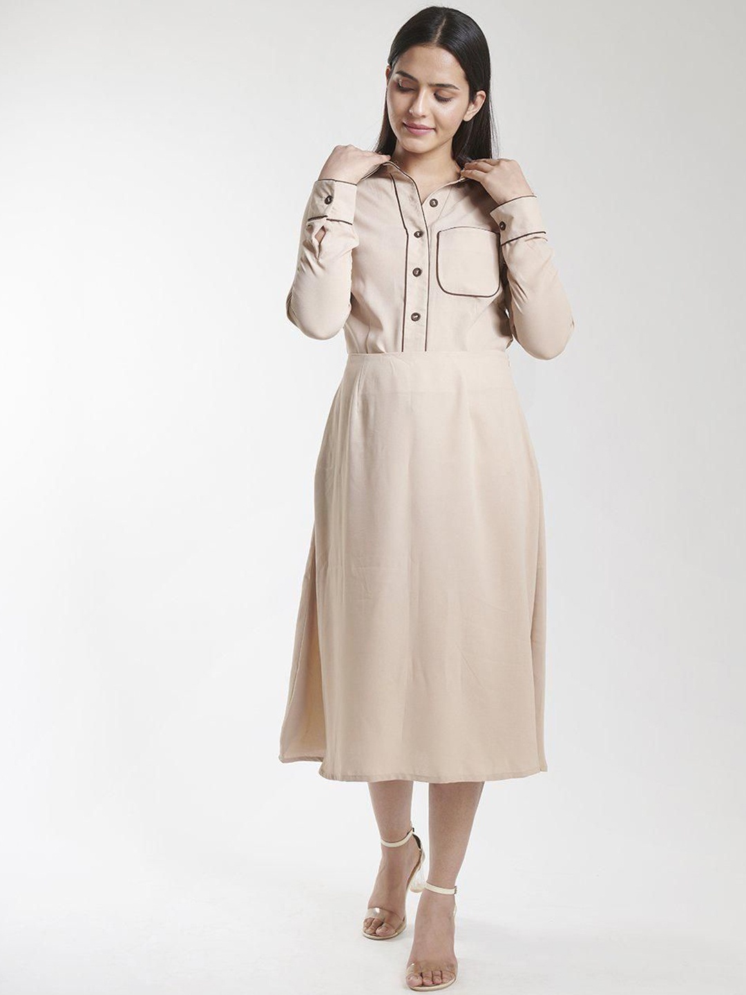 

PowerSutra Shirt Collar Shirt With Skirt, Beige