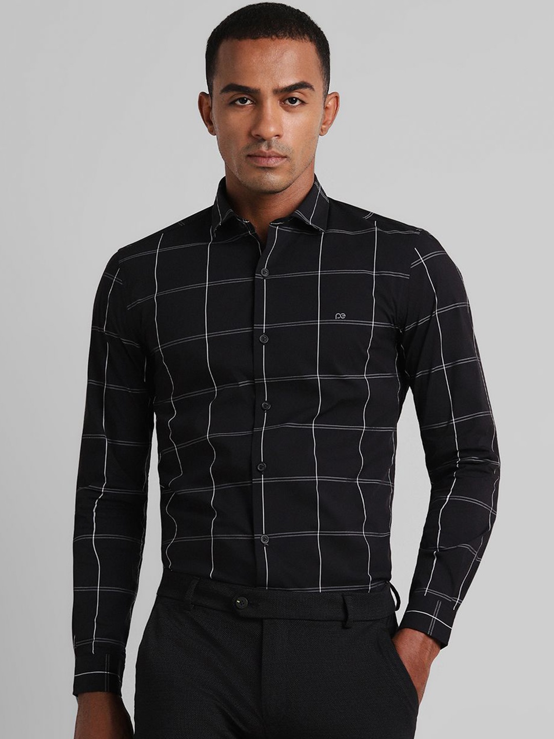 

Peter England Men Opaque Checked Casual Shirt, Black