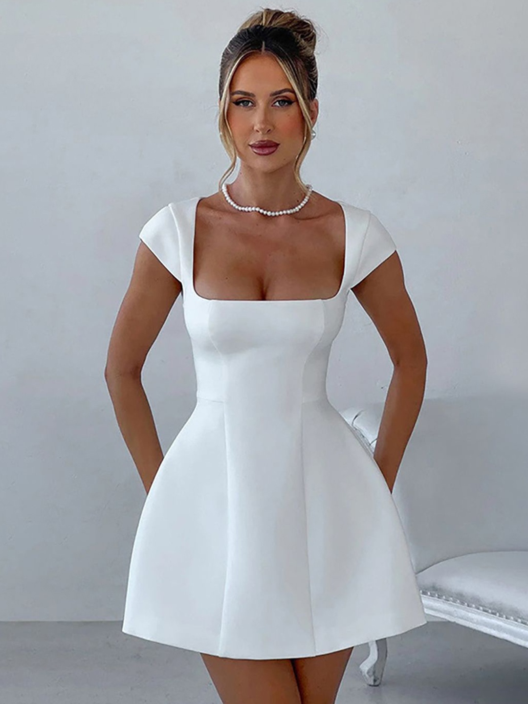 

StyleCast x Revolte Women Fit and Flare Mini Dress, White