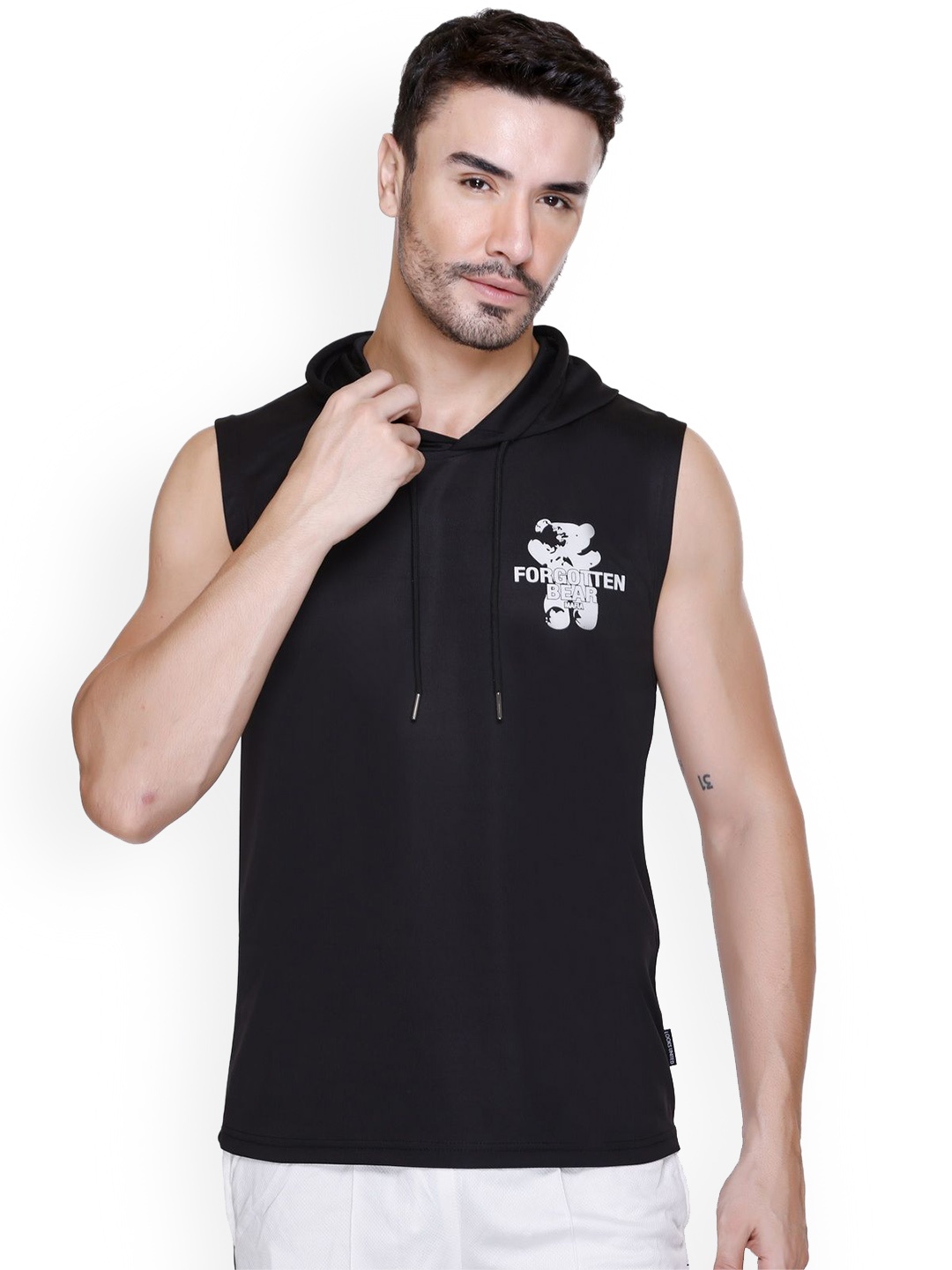 

Looks United Printed Hodded Innerwear Vests, Black