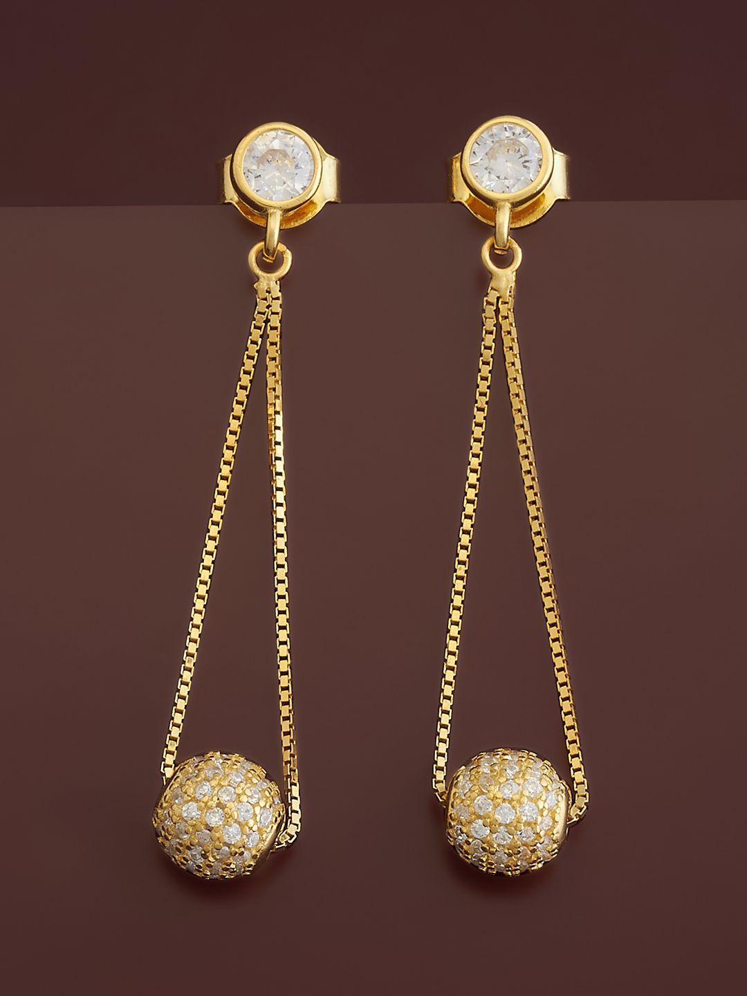 

Kushal's Fashion Jewellery Sterling Silver Cubic Zirconia Gold-Plated Drop Earrings