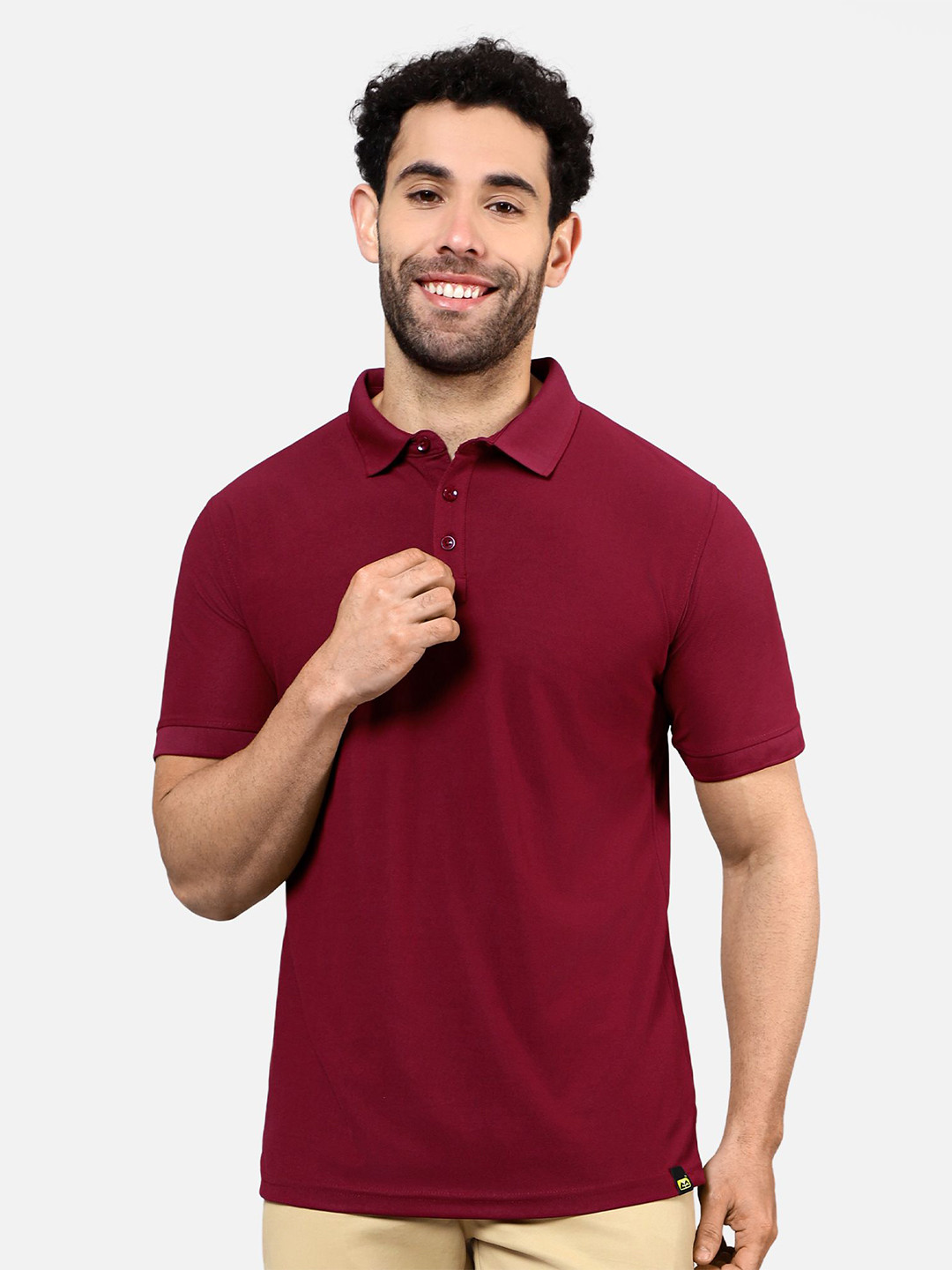 

Beyoung Men Solid Polo Collar Cotton T-shirt, Burgundy