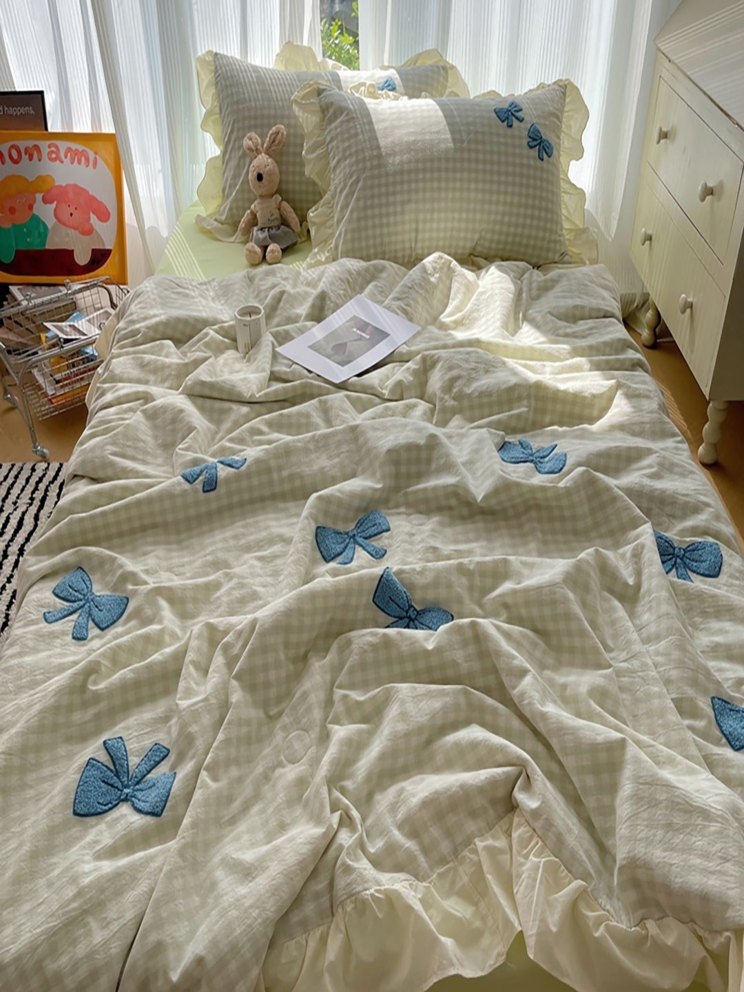 

JC HOME Green & White Geometric Polycotton 3 Piece Single Regular Bedding Set