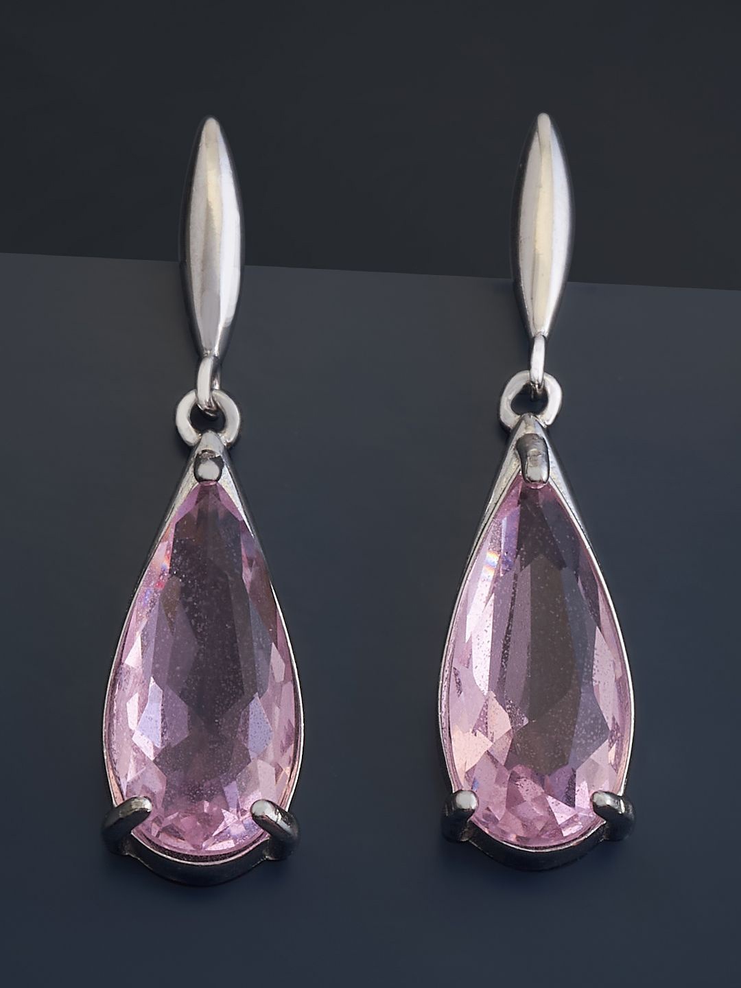 

Kushal's Fashion Jewellery Sterling Silver Cubic Zirconia Rhodium-Plated Drop Earrings, Pink