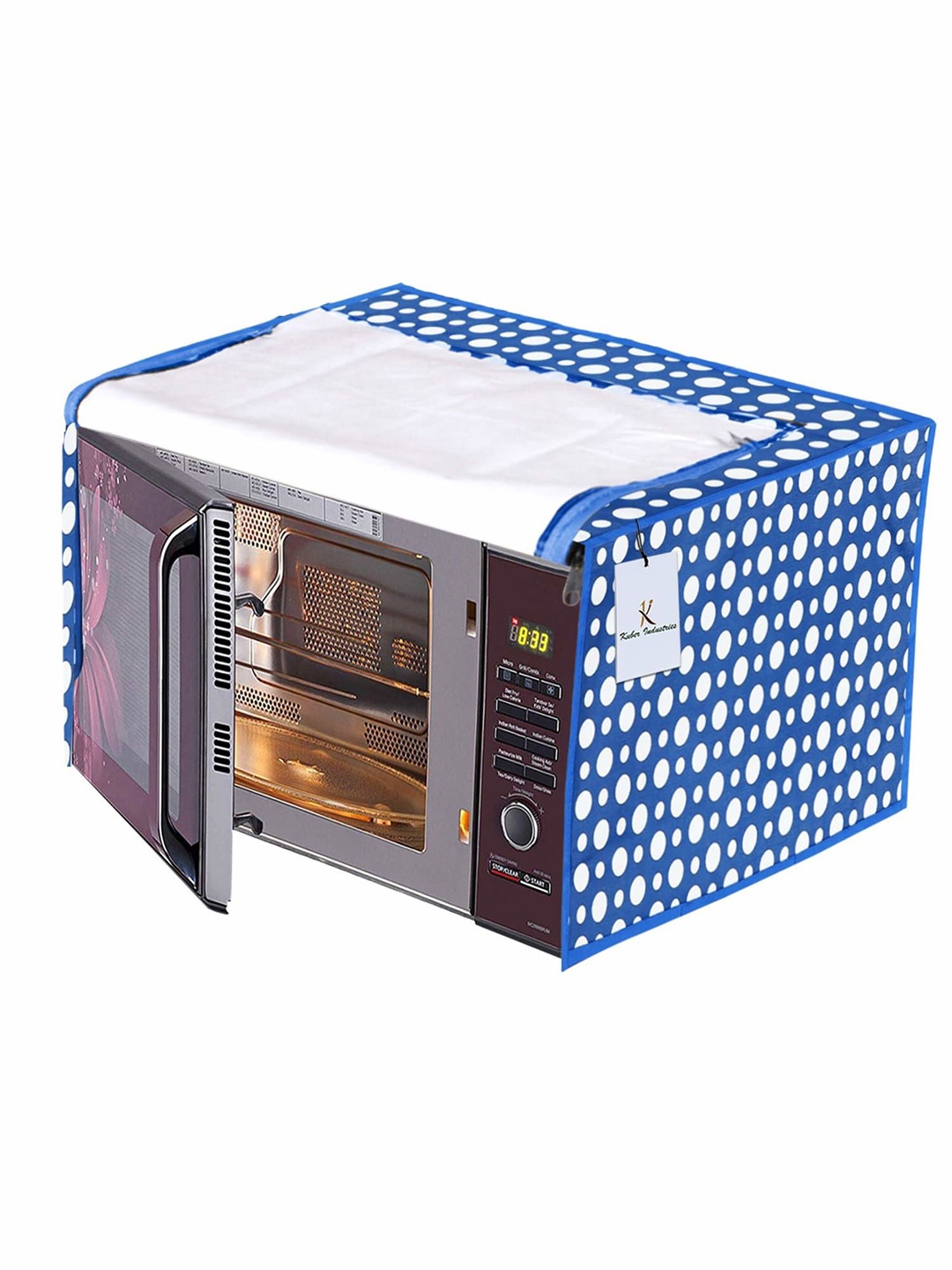 

Kuber Industries Blue & White Polka Dots Printed Microwave Cover