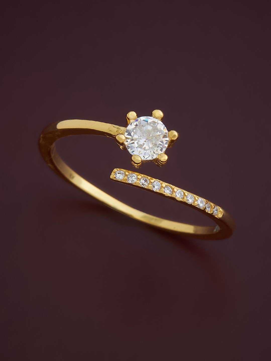 

Kushal's Fashion Jewellery 92.5 Pure Silver Gold-Plated Cubic Zirconia Finger Ring