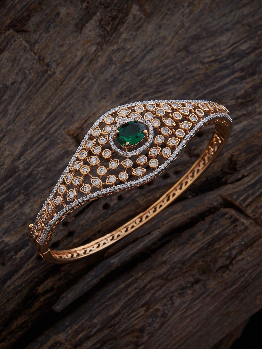 

Kushal's Fashion Jewellery Gold-Plated Cubic Zirconia Kada Bracelet