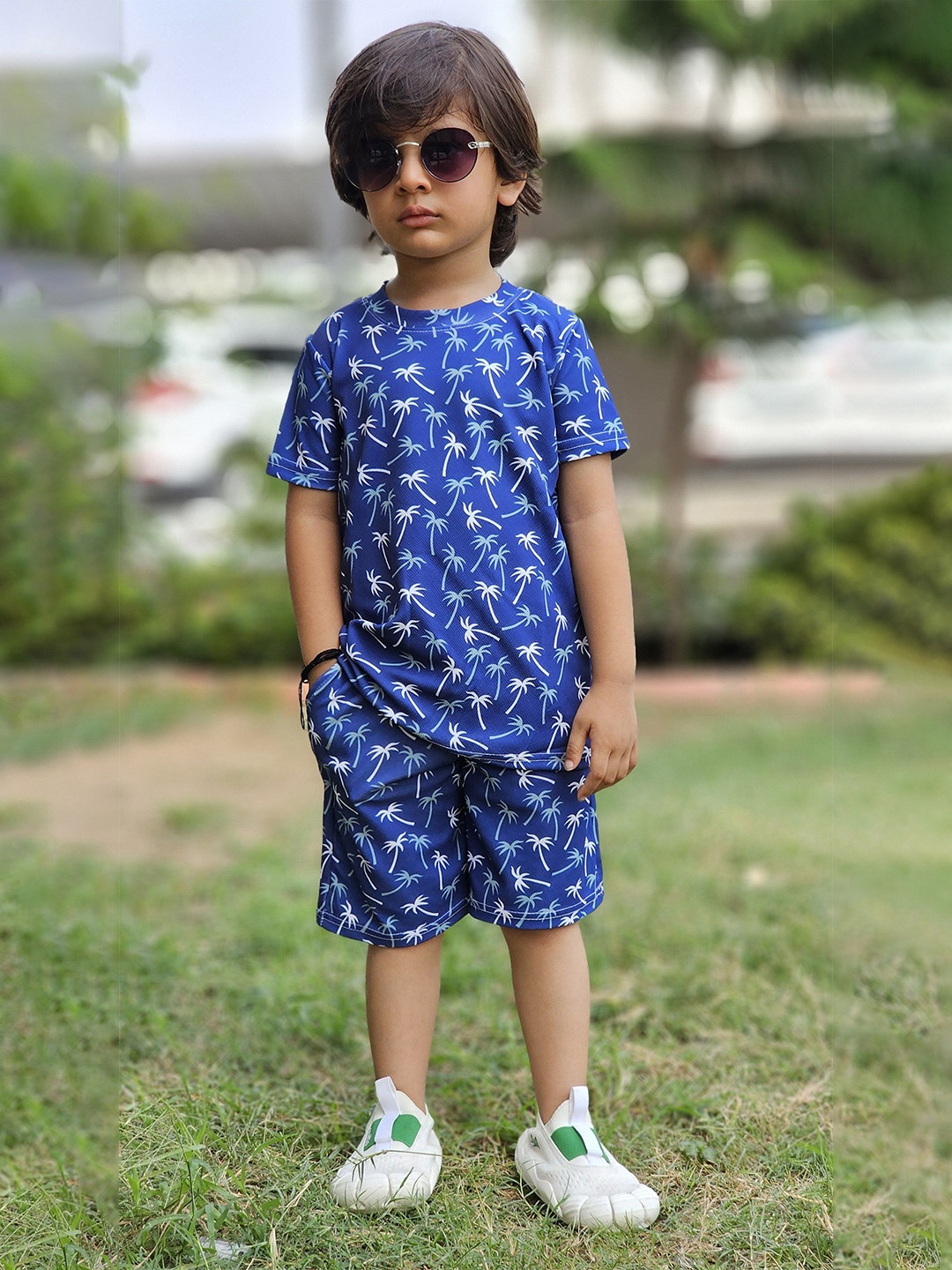 

Emblica Boys Printed Round Neck T-shirt with Shorts, Blue