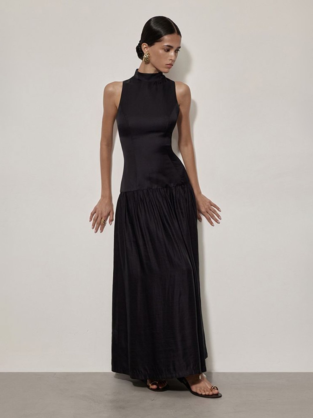 

LULU & SKY Drop-Waist Maxi Dress, Black