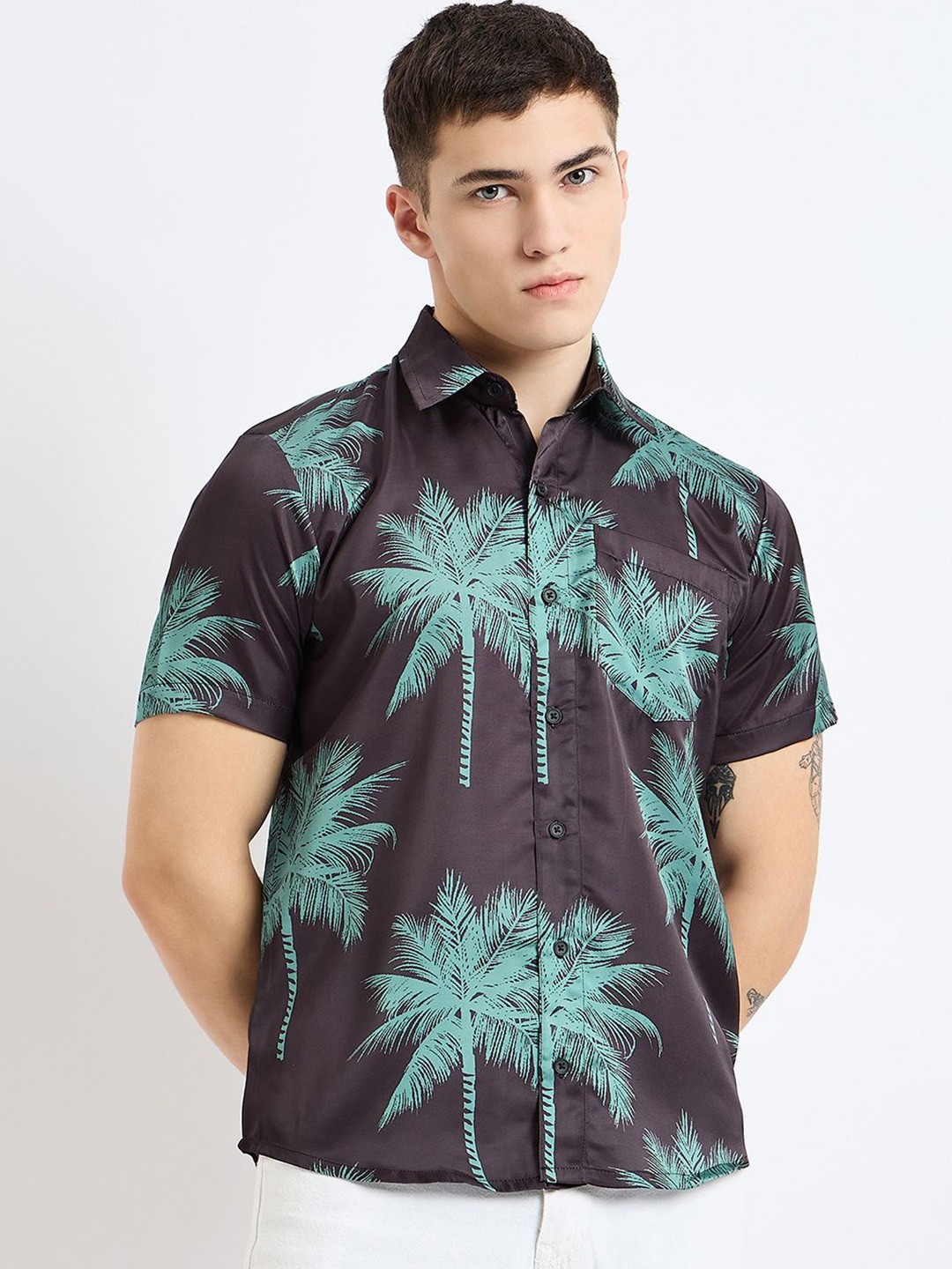

Modeve Men Floral Opaque Printed Casual Shirt, Black