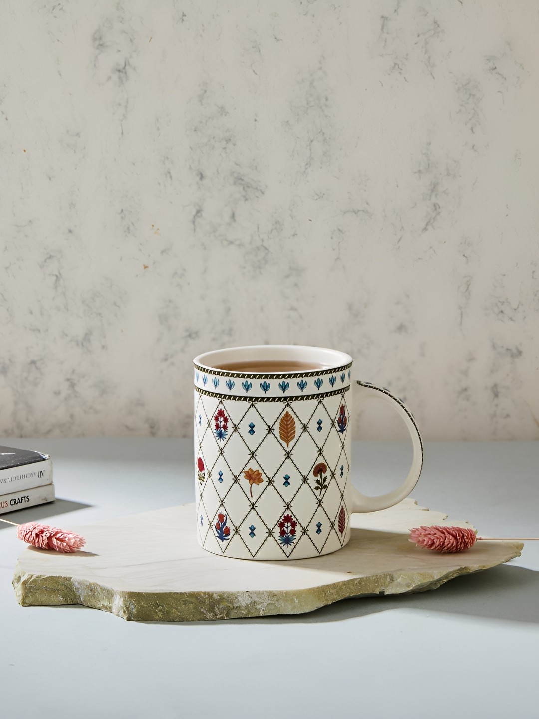 

Fabindia Ramya White & Blue Ceramic Decaled Mug 280 ml