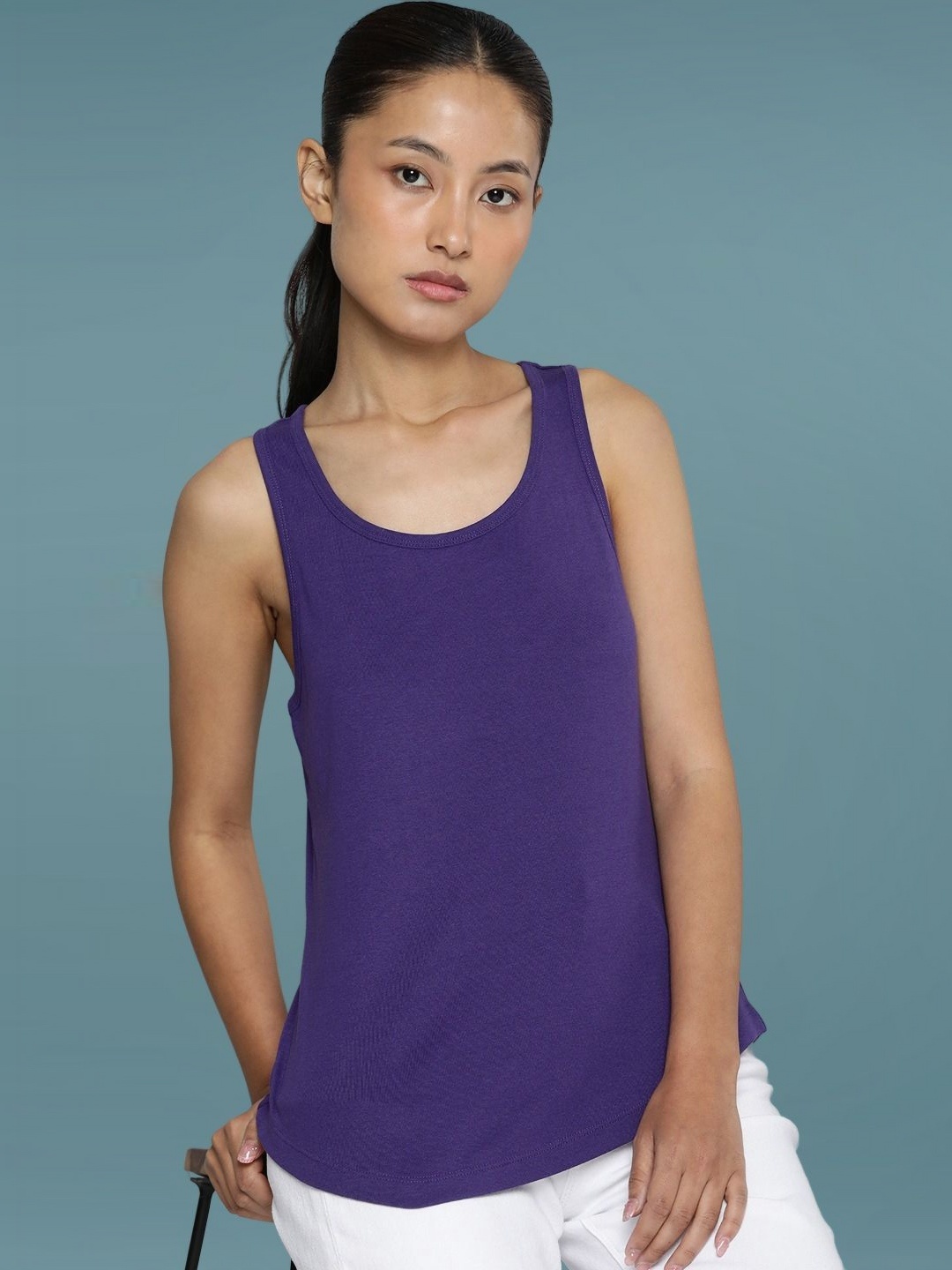 

DressBerry Women Solid Round Neck Cotton Slim Fit T-shirt, Purple