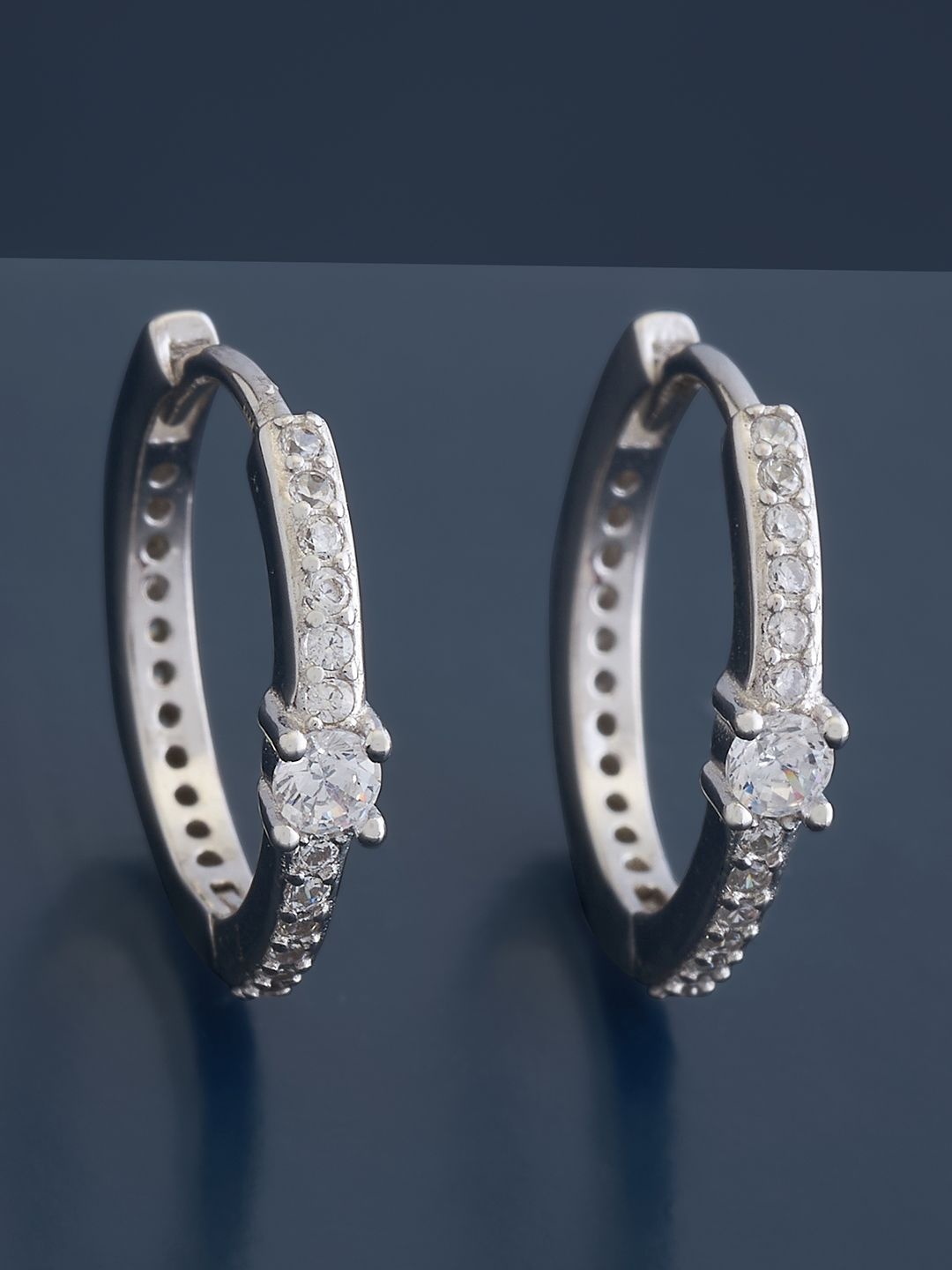 

Kushal's Fashion Jewellery Sterling Silver Cubic Zirconia Rhodium-Plated Hoop Earrings, White