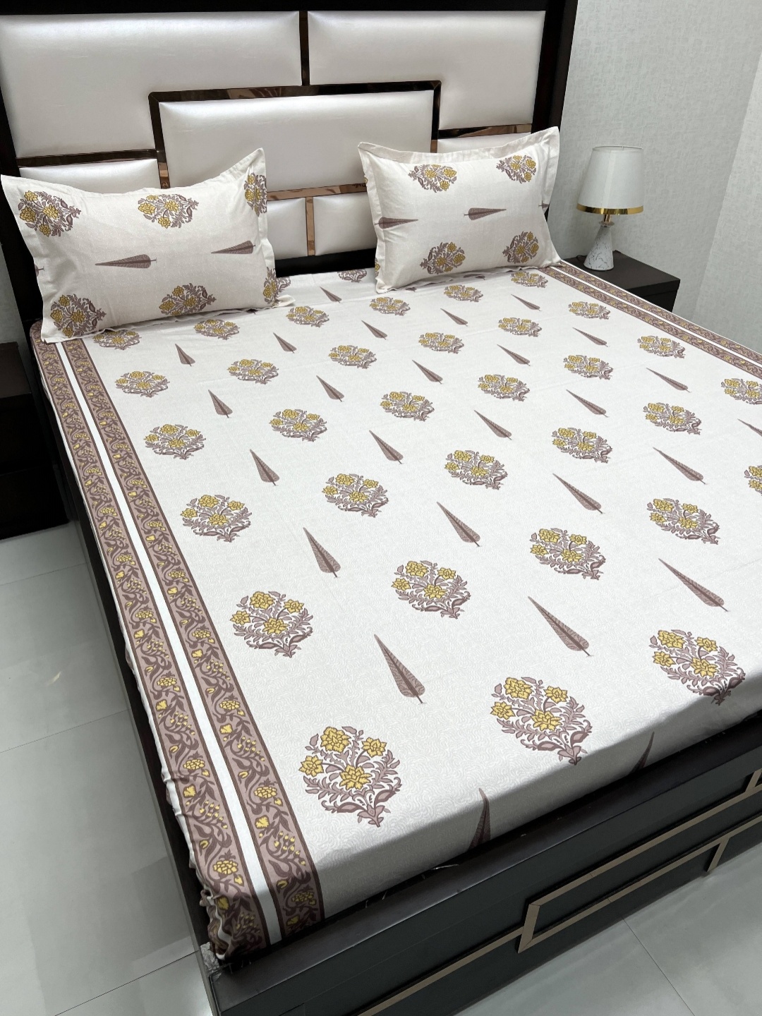 

Pure Decor Royal Passion Brown Ethnic 300 TC Pure Cotton Queen Bedsheet & 2 Pillow Covers