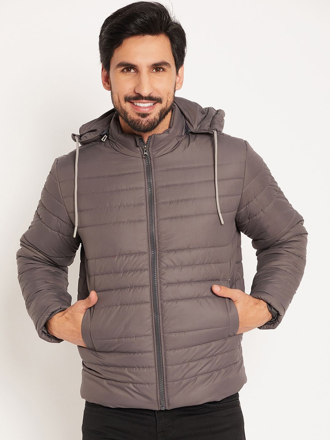 

VERO AMORE Men Solid Hooded Quilted Jacket, Grey