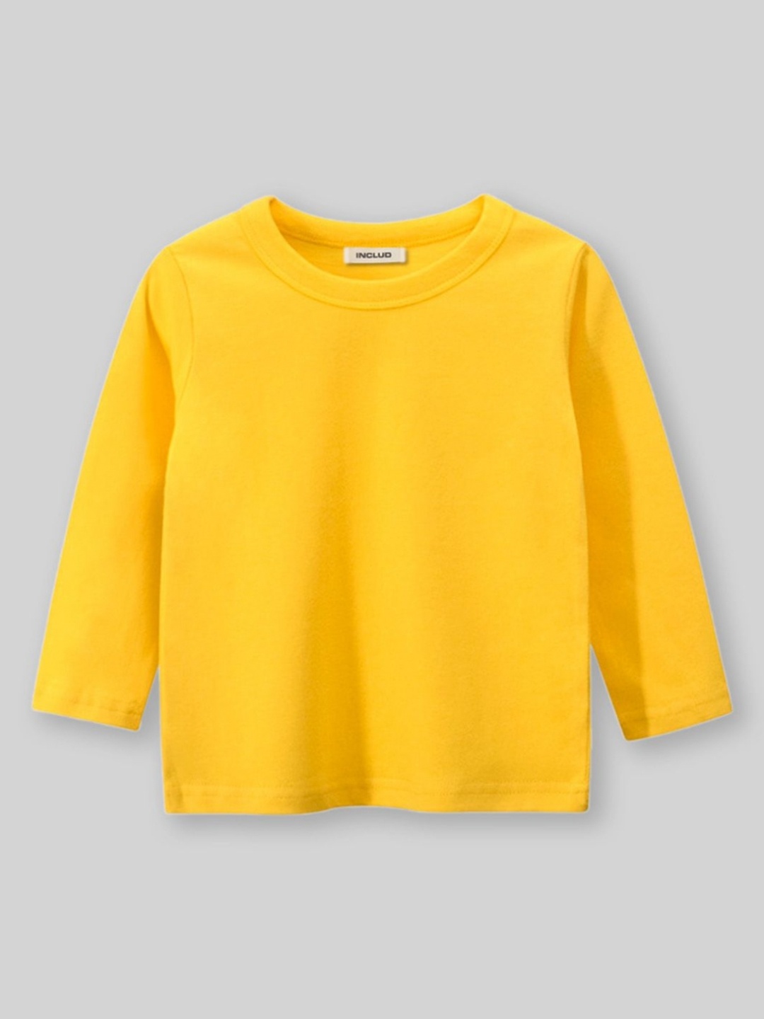 

INCLUD Boys Solid Round Neck Cotton T-shirt, Yellow