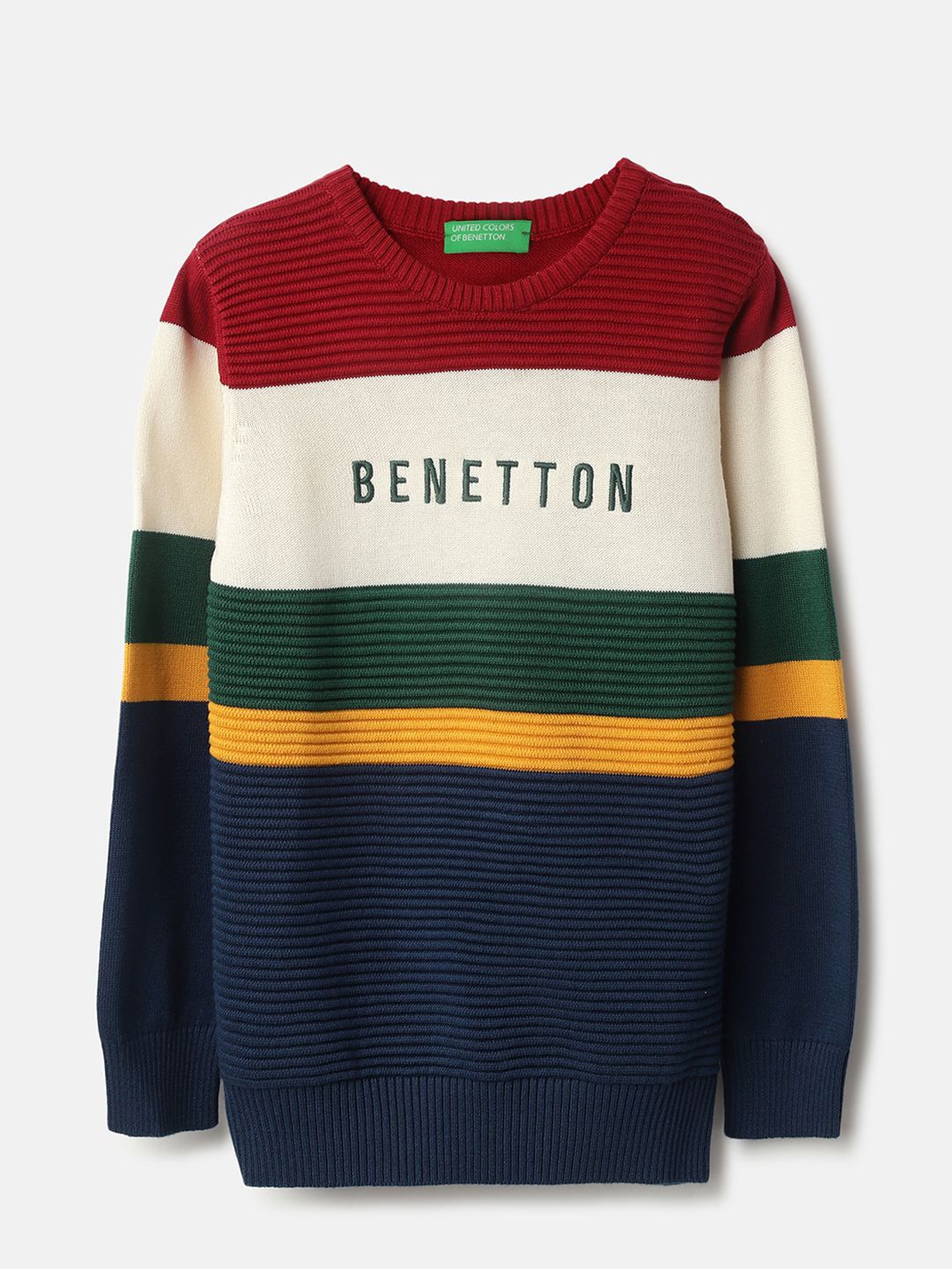 

United Colors of Benetton Boys Colourblocked Pure Cotton Pullover, Maroon