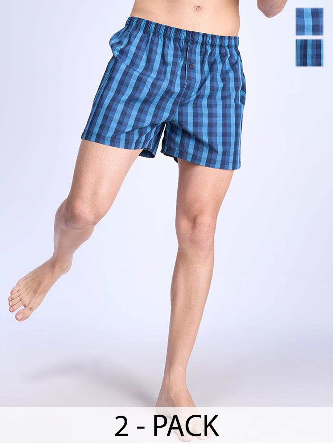 

Ramraj Pack Of 2 Cotton Striped Woven Boxers RAMSHORTS_WS19, Navy blue