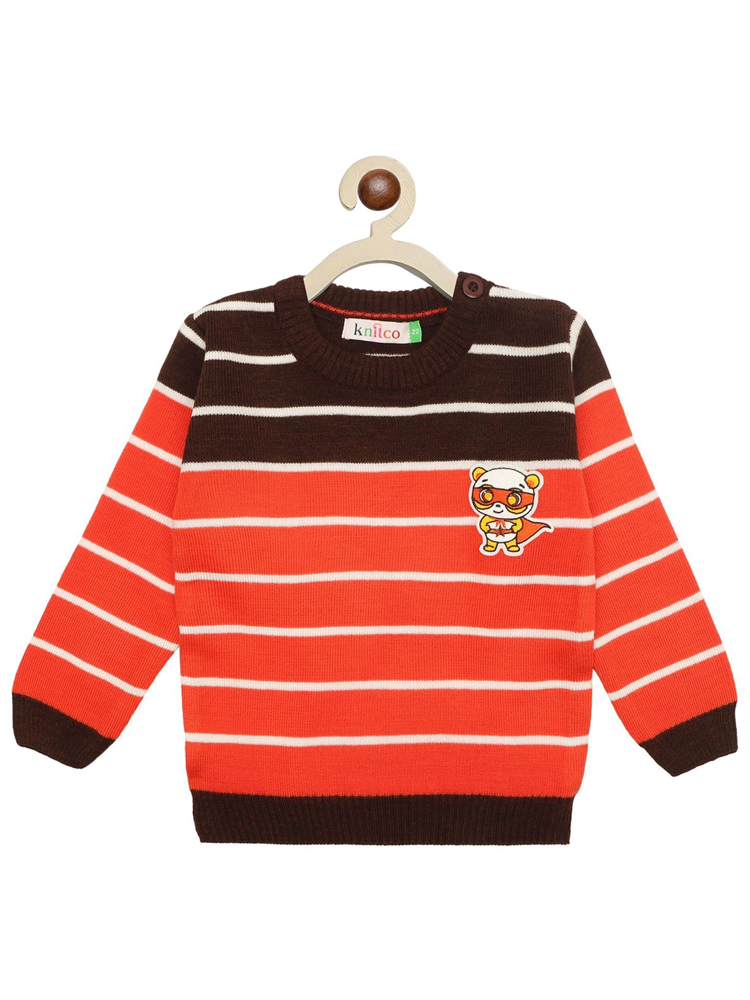 

KNITCO Unisex Kids Striped Pullover, Orange