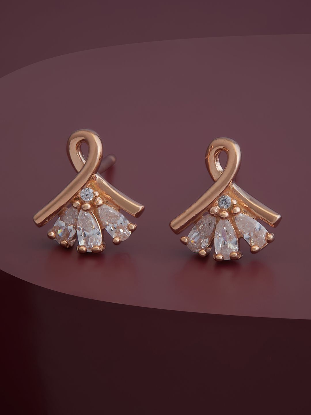 

Kushal's Fashion Jewellery Sterling Silver Cubic Zirconia Rose Gold-Plated Studs, White