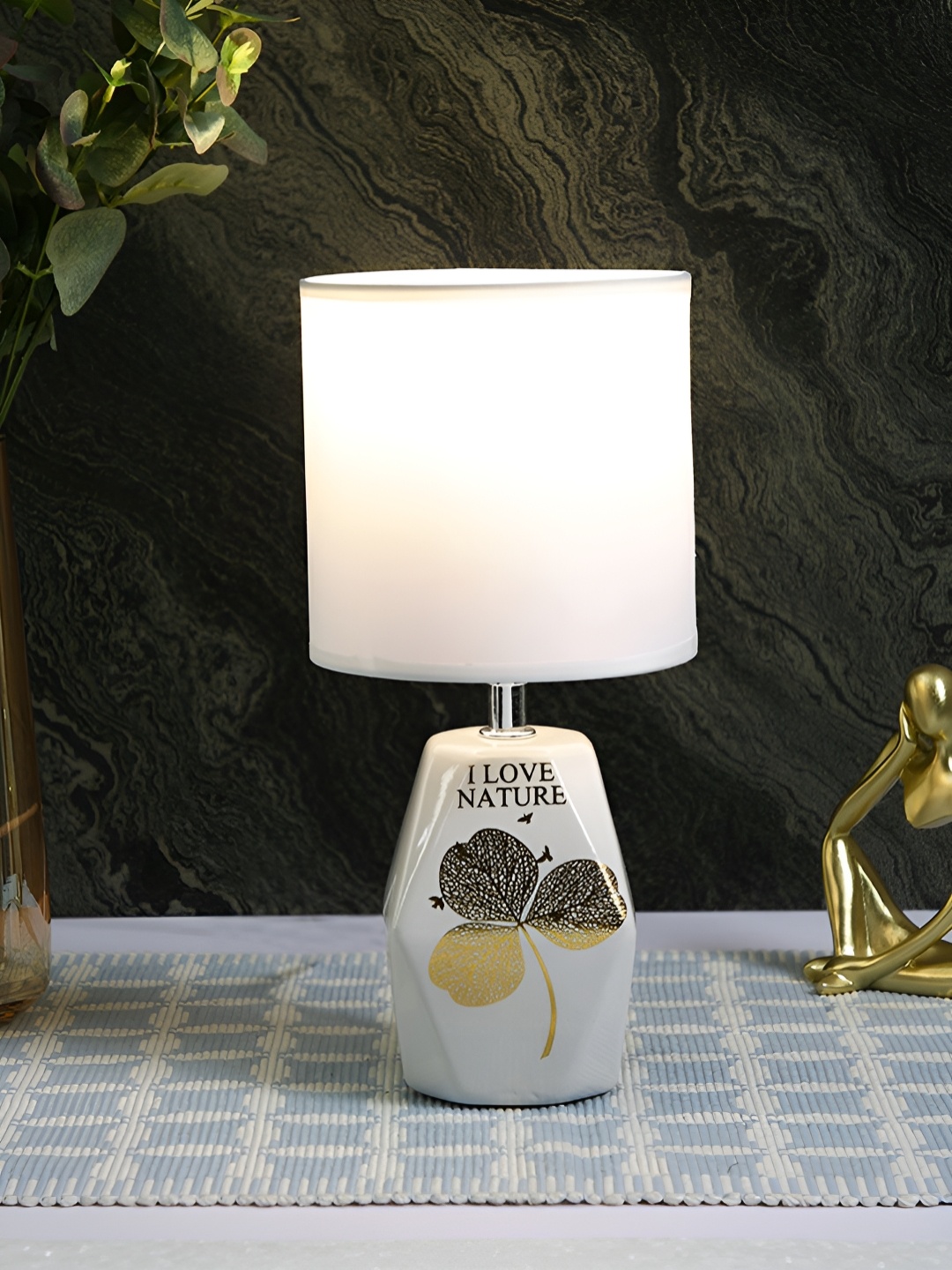 

TAYHAA White Ceramic Cylindrical Shaped Table Lamp