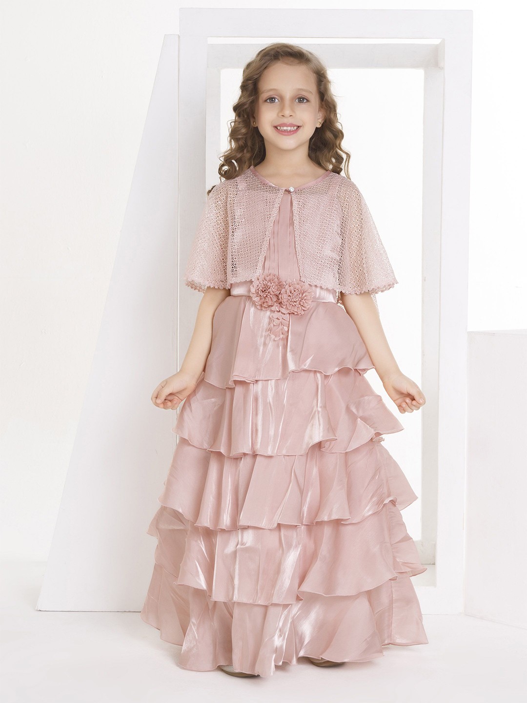 

Peppermint Embellished Cape Sleeve Maxi Dress, Peach