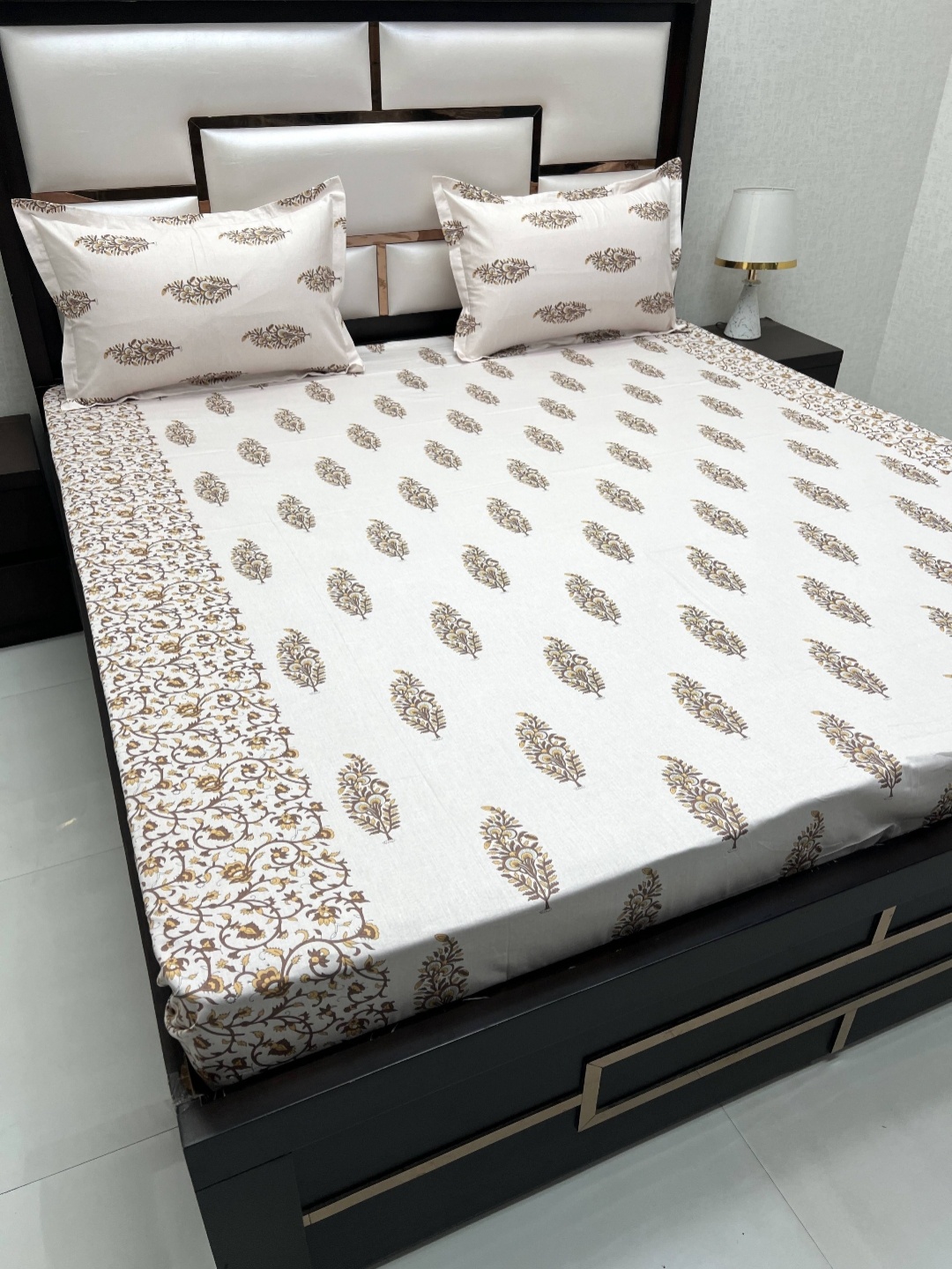 

Pure Decor Brown Ethnic Motifs Pure Cotton 330 TC Queen Bedsheet with 2 Pillow Covers