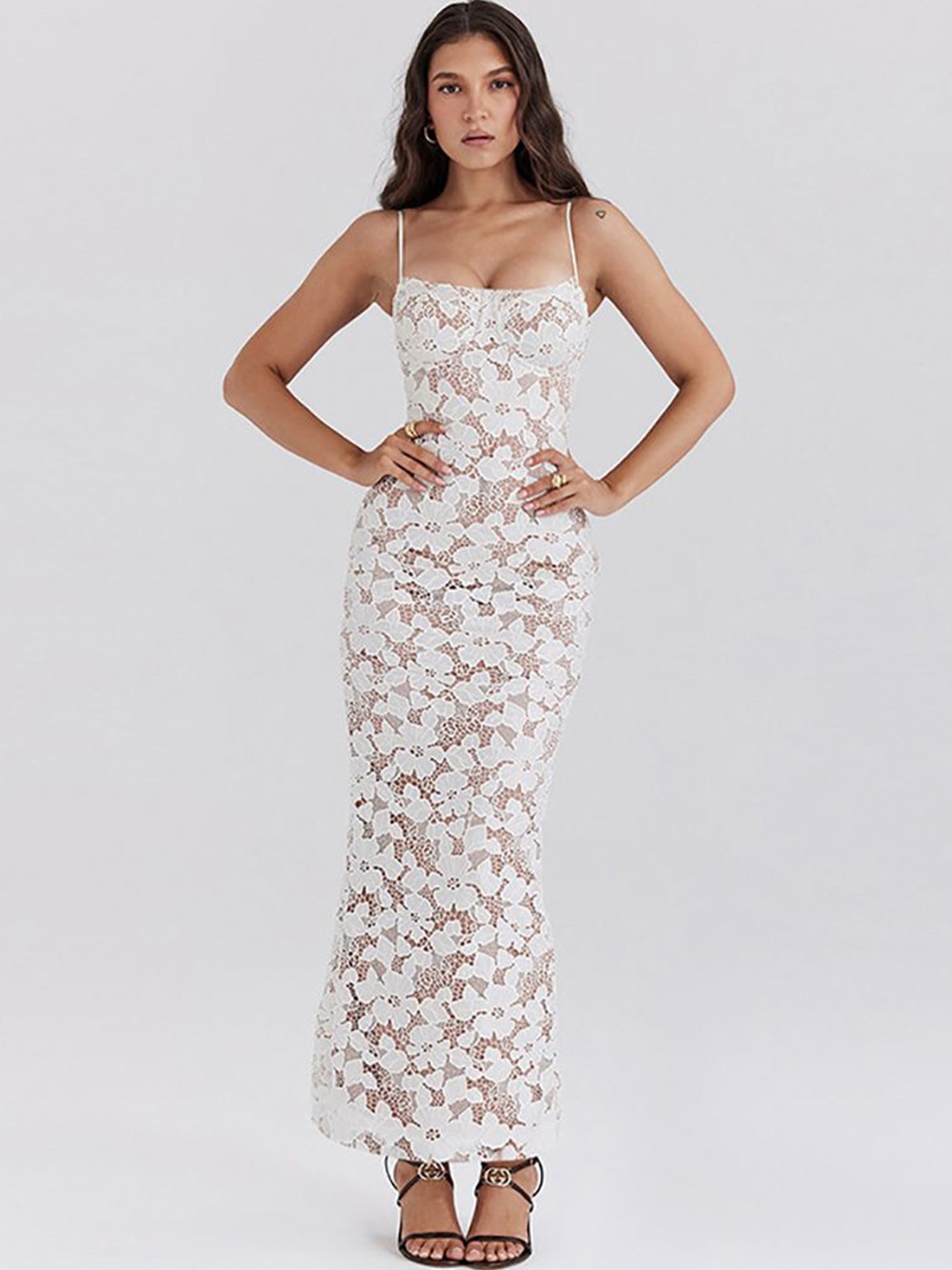 

StyleCast x Revolte Women Net Bodycon Maxi Dress, White