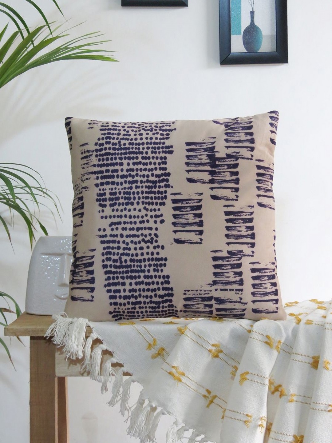 

Mid July Home Navy Blue & Off White Printed Square Cushion Covers