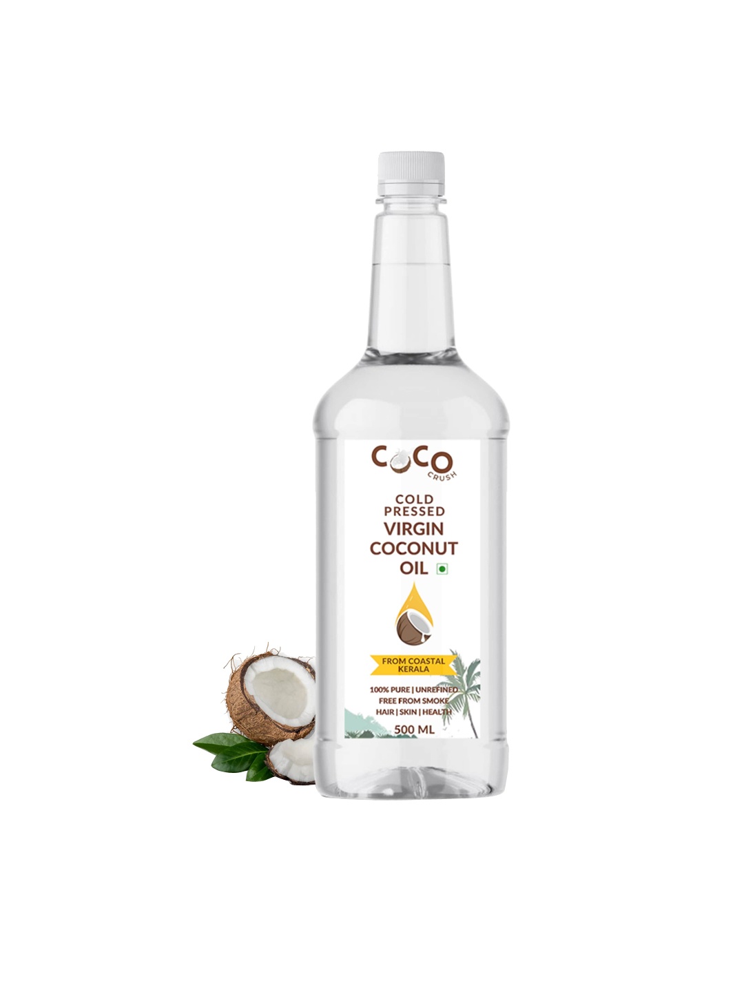 

Coco Crush Virgin Cold Pressed Coconut Oil For Hair & Skin-1L, Transparent