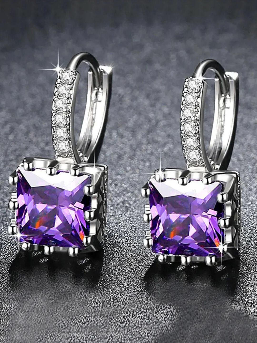 

Peora Silver Plated Cubic Zirconia Contemporary Hoop Earrings