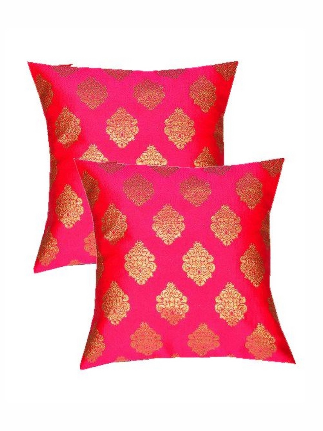 

Pink Parrot Pink & Gold Toned 2 Pieces Ethnic Motifs Printed Square Cushion Covers