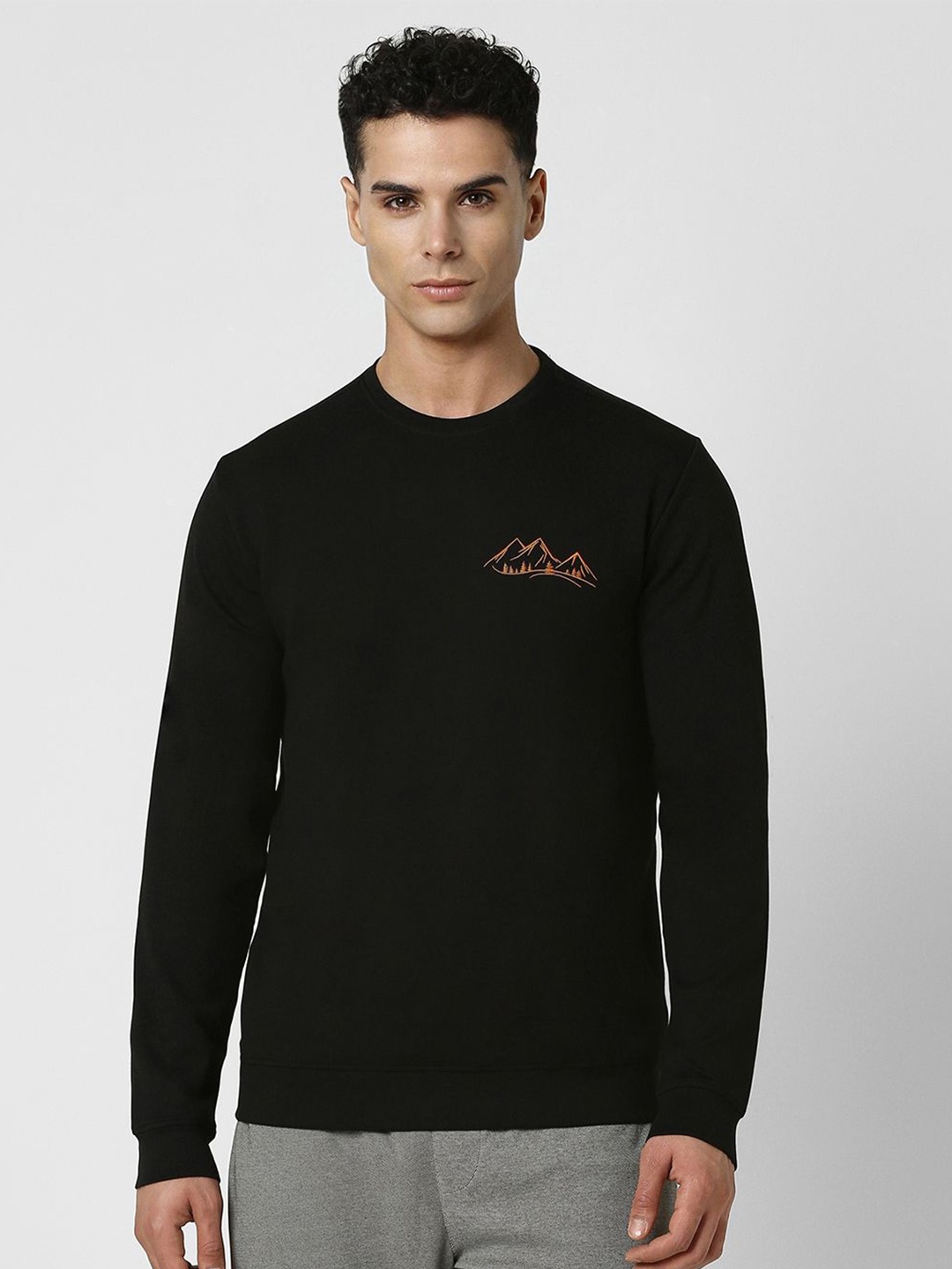 

Van Heusen Flex Men Round Neck Solid Sweatshirt, Black