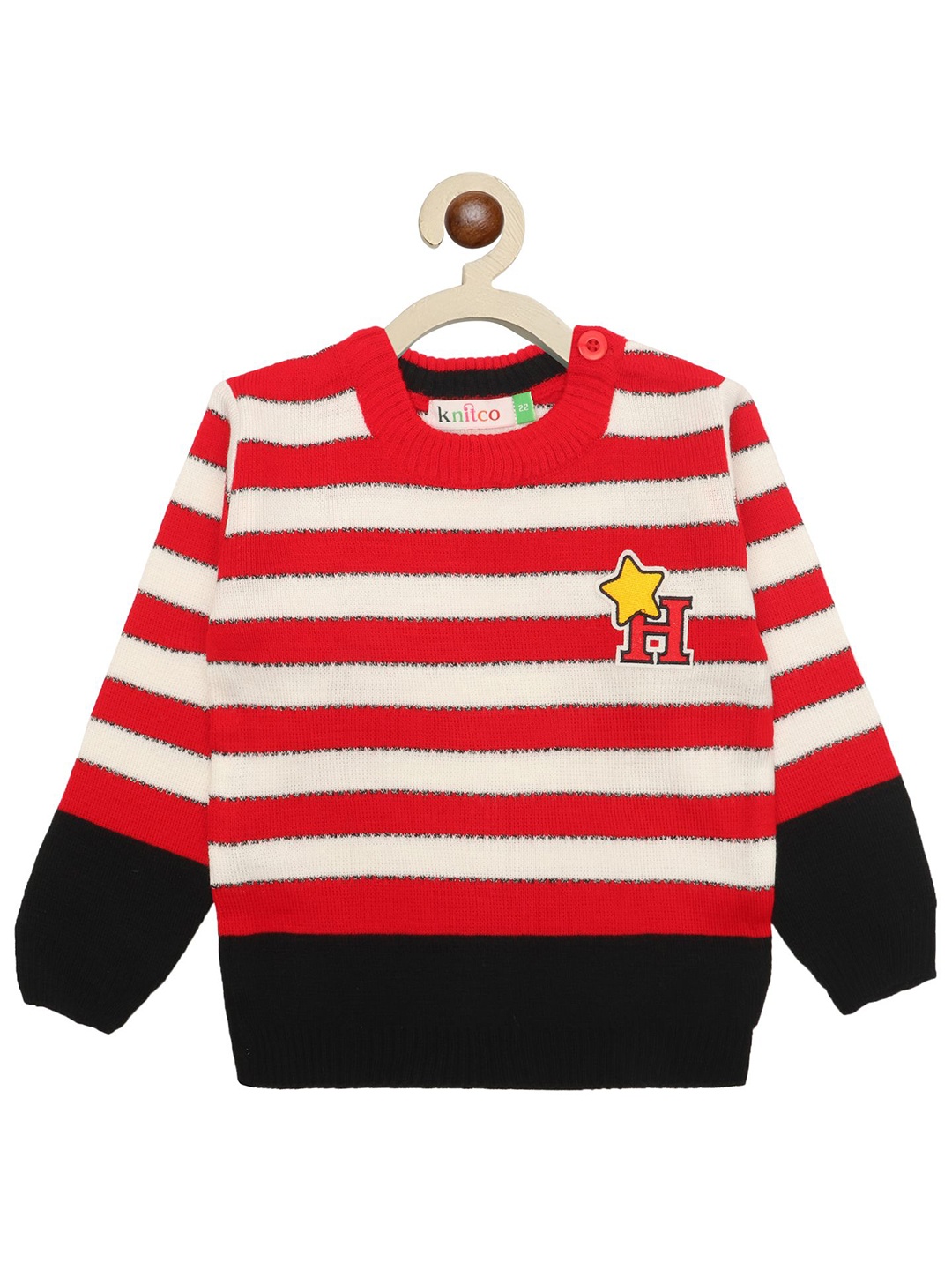 

KNITCO Unisex Kids Striped Pullover, Red