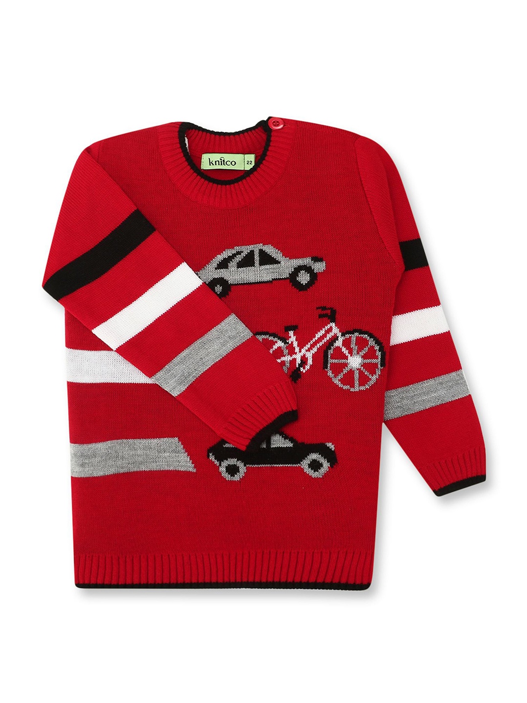 

KNITCO Unisex Kids Striped Pullover, Red