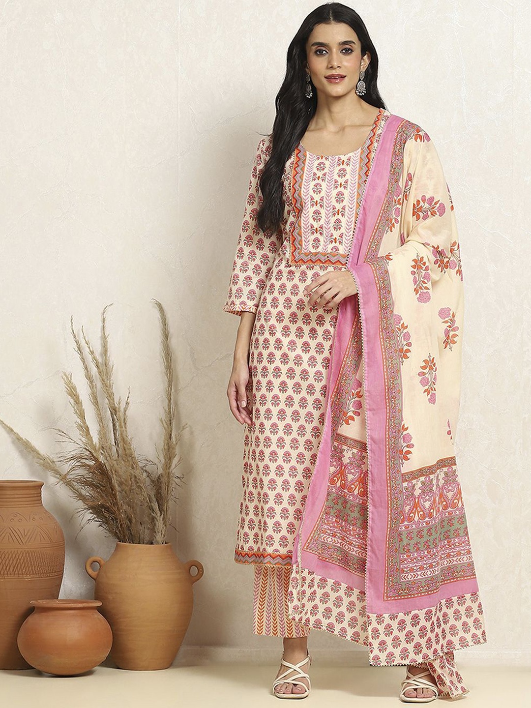 

Biba Embroidered Pure Cotton Unstitched Dress Material, Pink