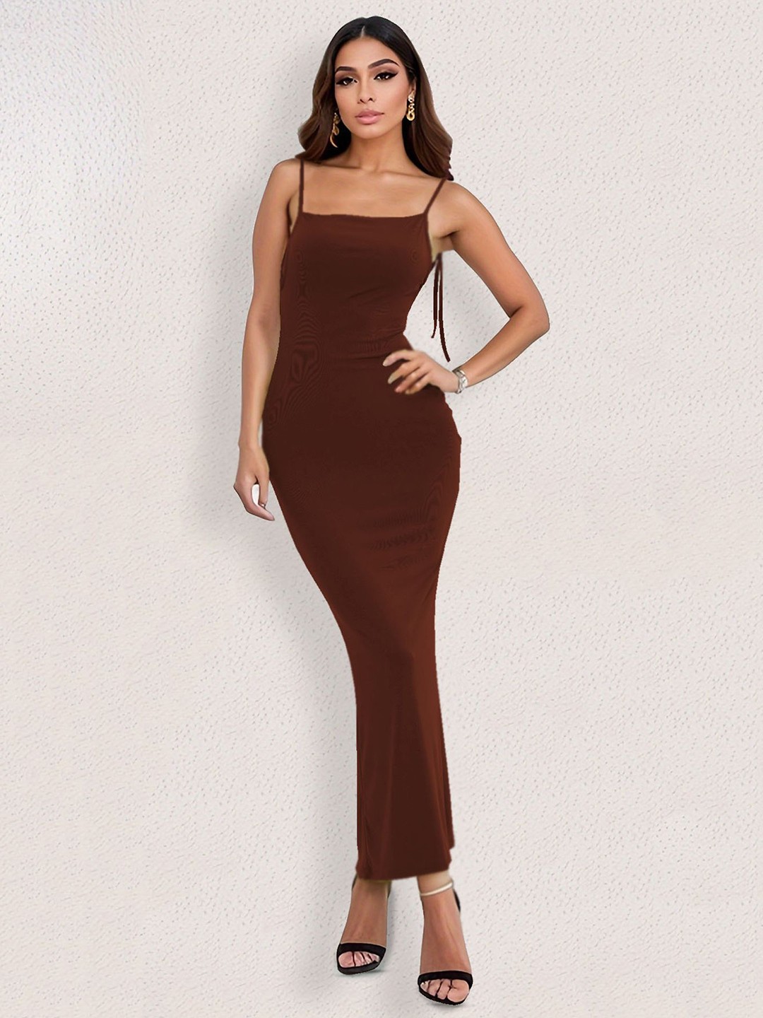 

StyleCast x Revolte Bodycon Solid Maxi Dress, Brown