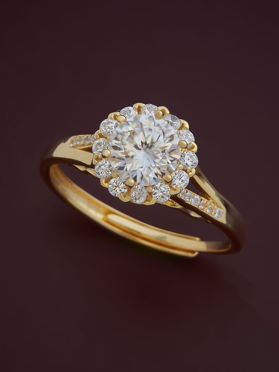 

Kushal's Fashion Jewellery Sterling Silver Gold-Plated Cubic Zirconia Finger Ring