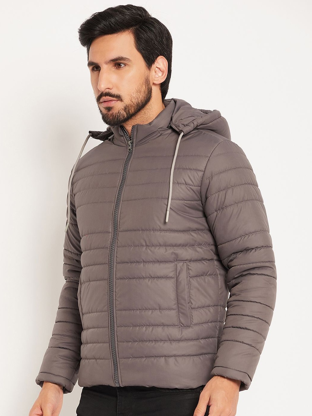 

VERO AMORE Men Solid Hooded Quilted Jacket, Grey