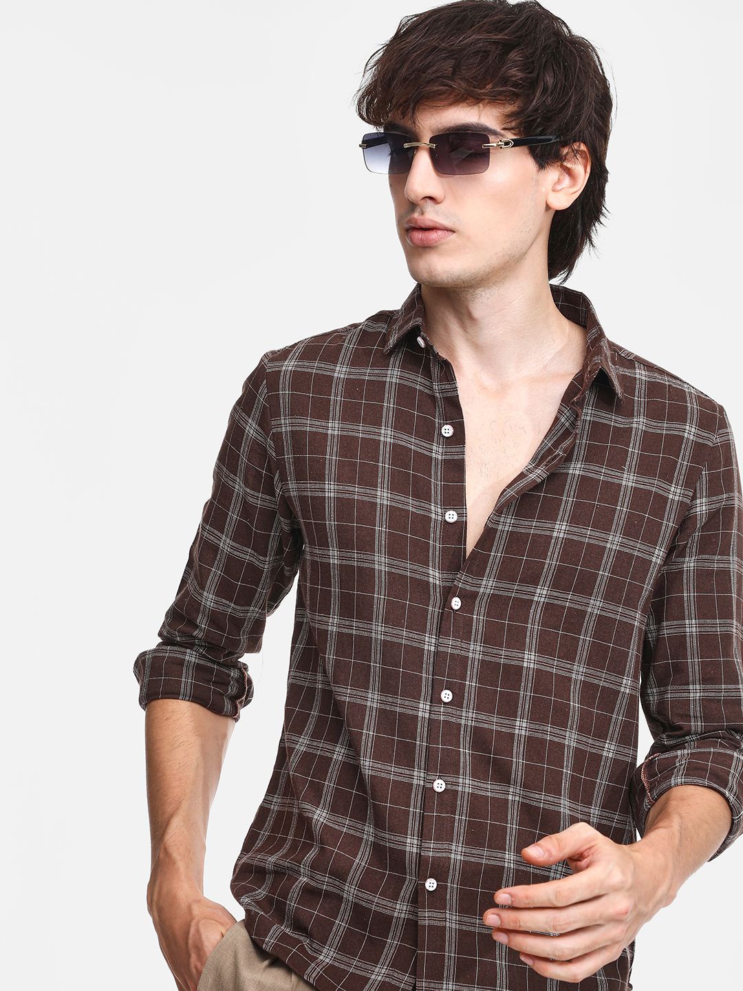 

Campus Sutra Men Comfort Spread Collar Tartan Checked Cotton Casual Shirt, Red