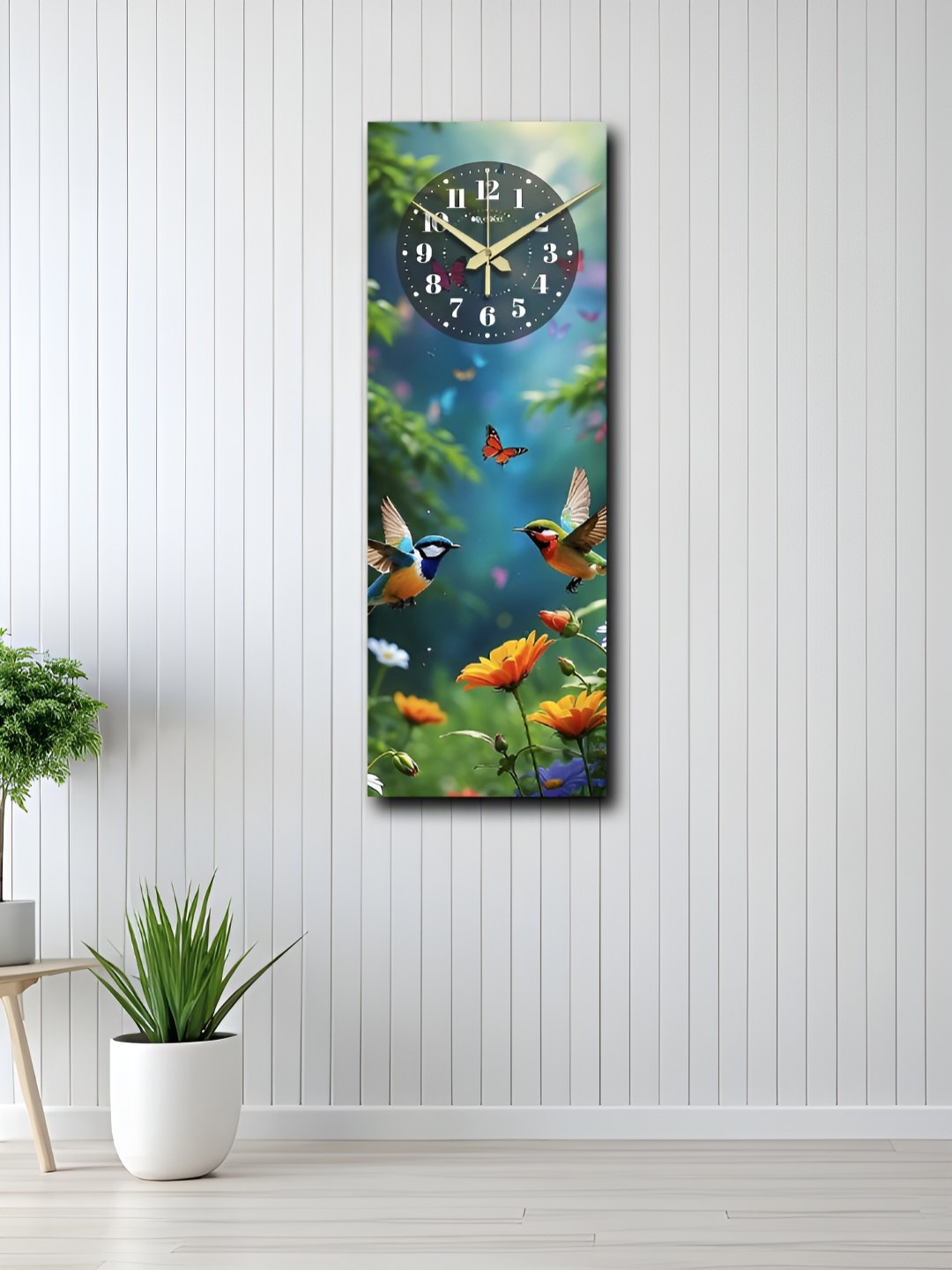 

OLIVE TREE Blue & Green Printed Rectangular Wooden Analogue Contemporary Wall Clock