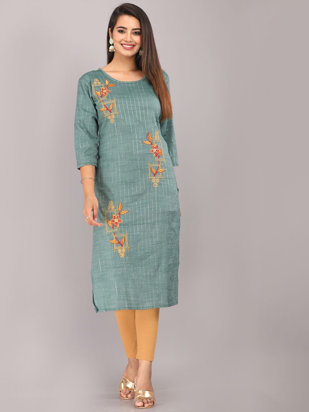 

Mehsoos Floral Embroidered Straight Kurta, Green
