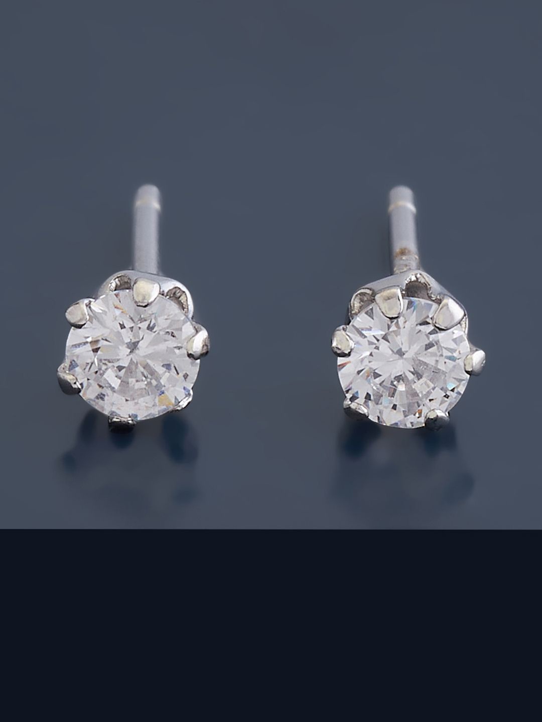 

Kushal's Fashion Jewellery 92.5 Pure Silver Cubic Zirconia Classic Studs Earrings