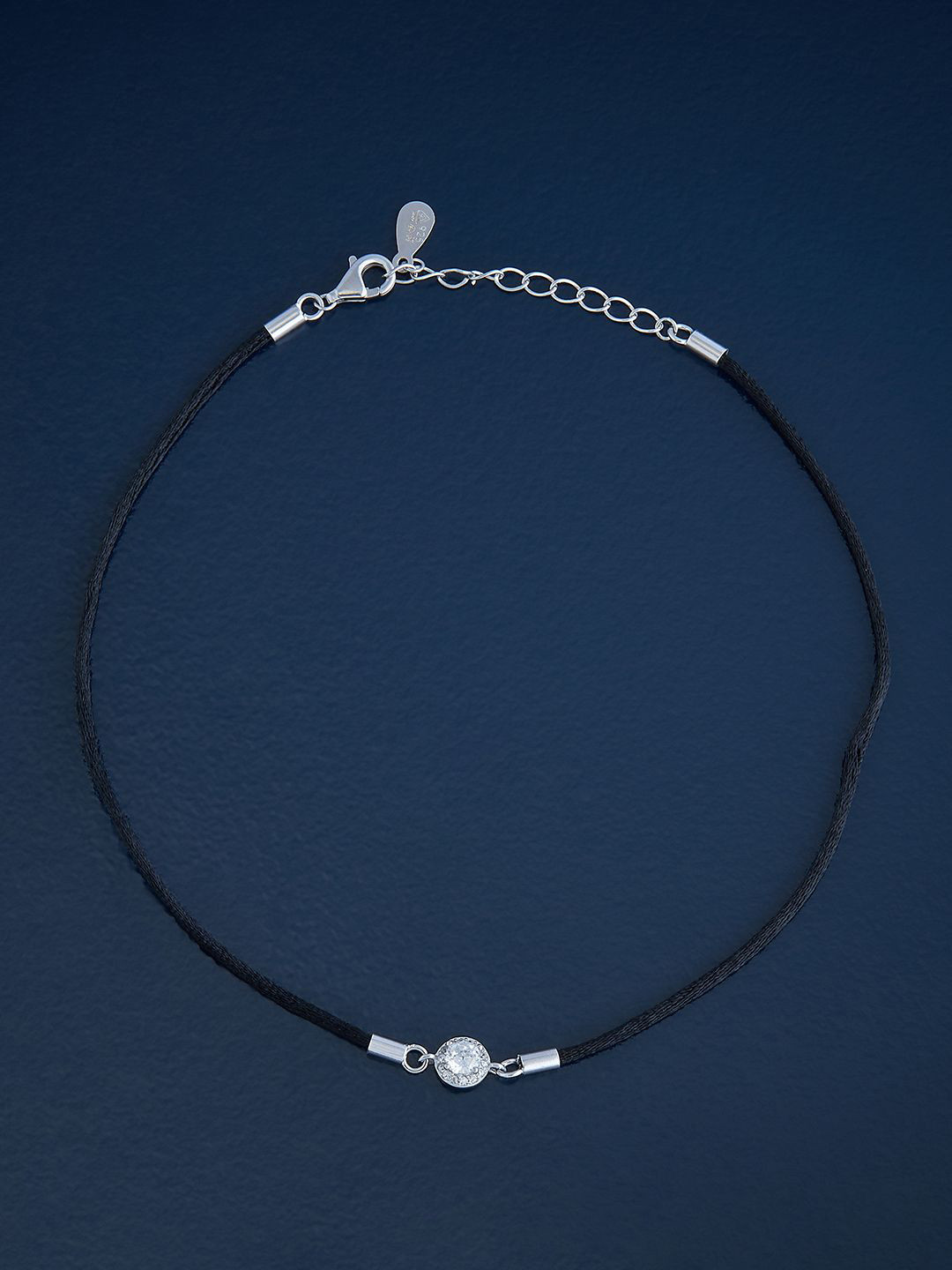 

Kushal's Fashion Jewellery 92.5 Pure Silver Rhodium-Plated Stones Studded Anklet