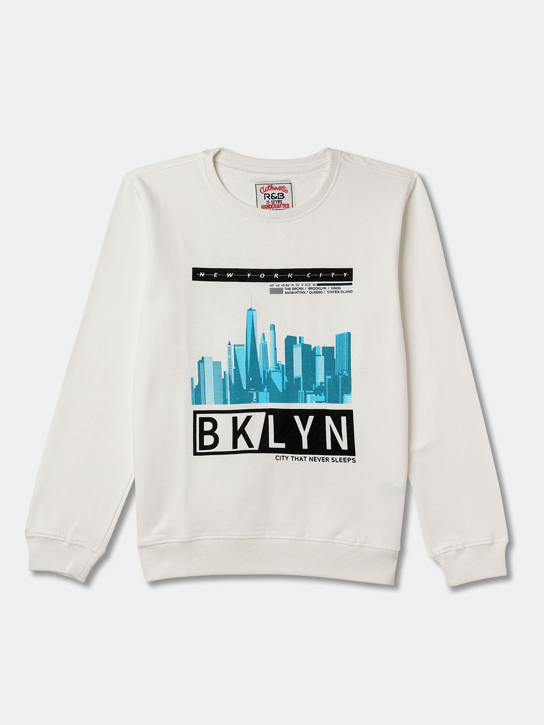 

R&B Boys Printed Graphic Sweatshirt, White