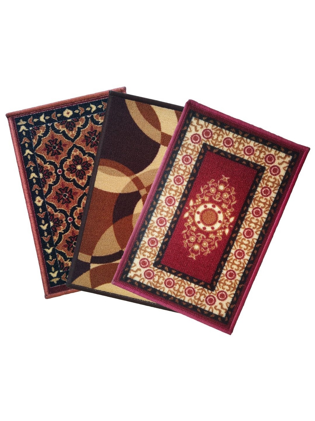 

Aura 3 Pieces Black & Maroon Ethnic Motifs Printed Anti Skid Doormats