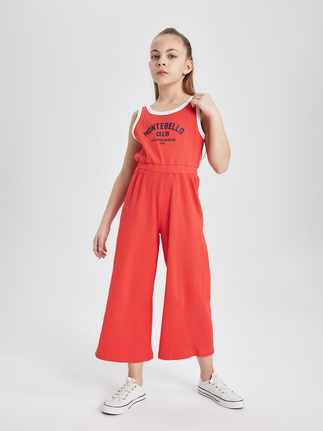 

DeFacto Girls Printed Basic Jumpsuit, Orange