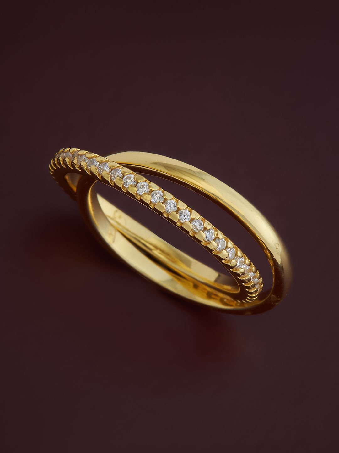 

Kushal's Fashion Jewellery Sterling Silver Gold-Plated Cubic Zirconia Finger Ring