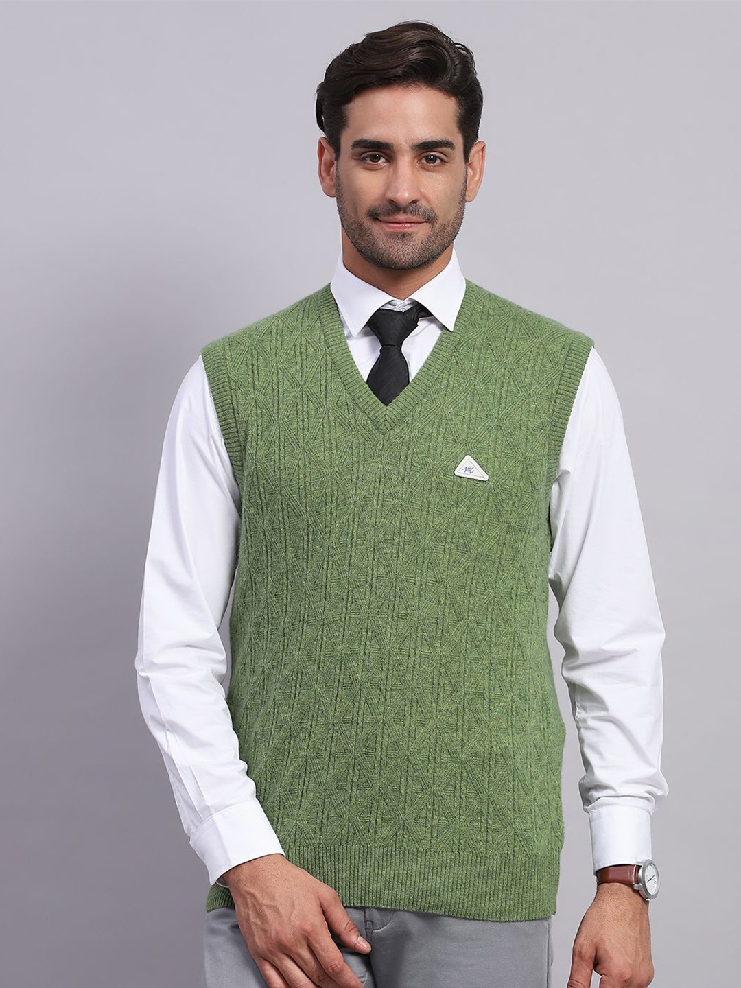 

Monte Carlo Men Cable Knit Woollen Pullover Sleeveless Sweater, Olive